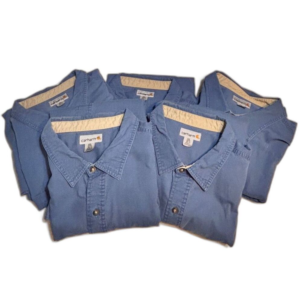 5-Pack Carhartt Tradesman 384-19 Work Shirts Mens 4XL Blue Workwear